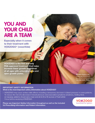 Image of PDF brochure titled, 'How to talk to your child about VOXZOGO'